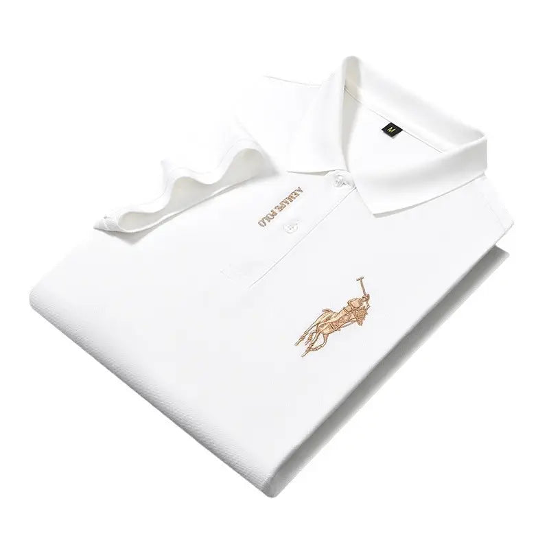 Men Navy Polo Shirt with Embroidered Pony Logo