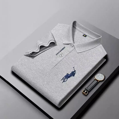 Men Navy Polo Shirt with Embroidered Pony Logo