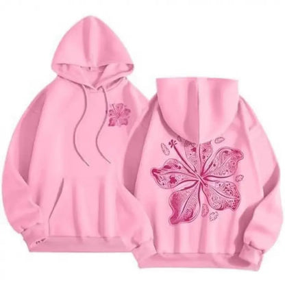 Women Light Purple Floral Graphic Hoodie