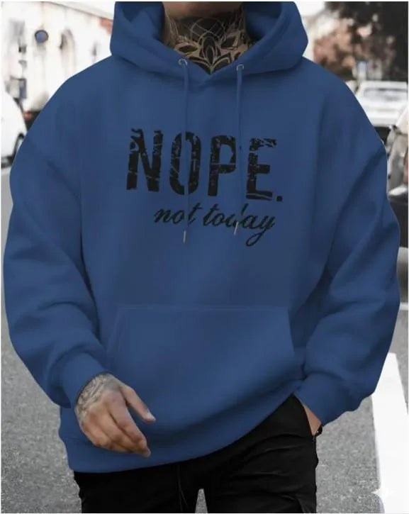 Grey Printed Hoodie "NOPE. not today" for Men