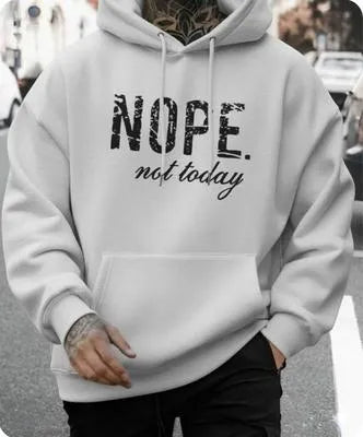 Grey Printed Hoodie "NOPE. not today" for Men