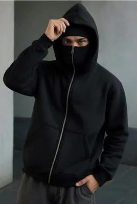 Ninja Style Black Fleece Zipper Hoodie for Men