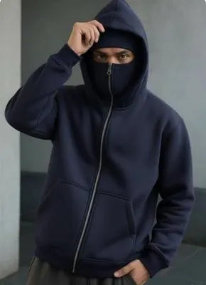Ninja Style Black Fleece Zipper Hoodie for Men
